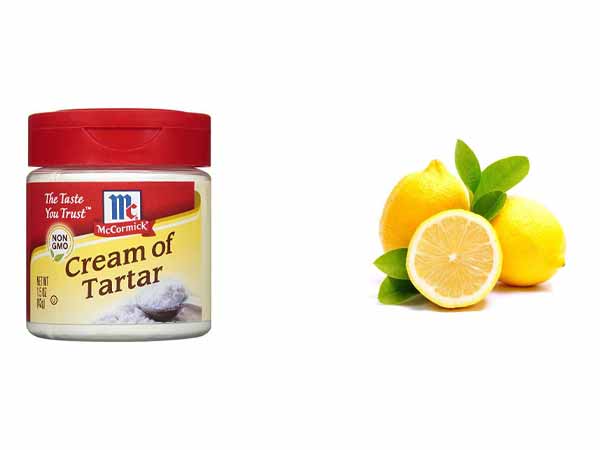 Sử dụng chanh và bột cream tartar